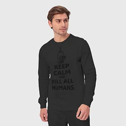 Костюм хлопковый мужской Keep Calm & Kill All Humans, цвет: черный — фото 2