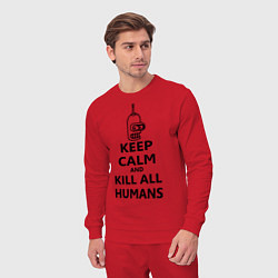 Костюм хлопковый мужской Keep Calm & Kill All Humans, цвет: красный — фото 2
