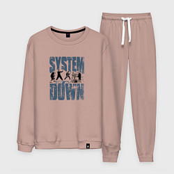 Костюм хлопковый мужской System of a Down большое лого, цвет: пыльно-розовый