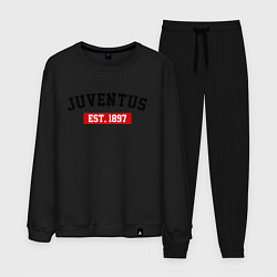 Костюм хлопковый мужской FC Juventus Est. 1897, цвет: черный