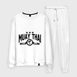 Костюм хлопковый мужской Muay thai boxing, цвет: белый
