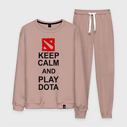 Костюм хлопковый мужской Keep Calm & Play Dota, цвет: пыльно-розовый