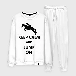 Костюм хлопковый мужской Keep Calm & Jump On, цвет: белый
