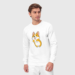 Костюм хлопковый мужской Корги лапочка, цвет: белый — фото 2