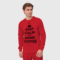 Костюм хлопковый мужской Keep Calm & Drink Coffee, цвет: красный — фото 2
