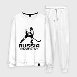 Костюм хлопковый мужской Russia: Hockey Champion, цвет: белый