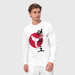 Костюм хлопковый мужской Тхэквондо, цвет: белый — фото 2