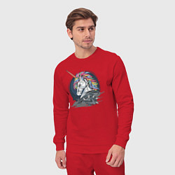 Костюм хлопковый мужской Единорог Rock, цвет: красный — фото 2