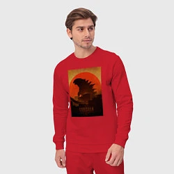 Костюм хлопковый мужской Godzilla and red sun, цвет: красный — фото 2