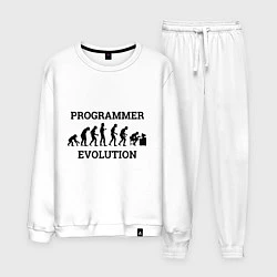 Костюм хлопковый мужской Эволюция программиста, цвет: белый