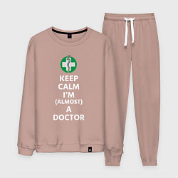 Костюм хлопковый мужской Keep calm I??m a doctor, цвет: пыльно-розовый