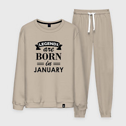 Костюм хлопковый мужской Legends are born in january, цвет: миндальный