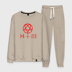 Костюм хлопковый мужской HIM LOGO RED, цвет: миндальный