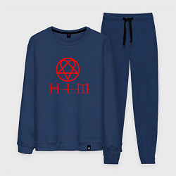 Костюм хлопковый мужской HIM LOGO RED, цвет: тёмно-синий