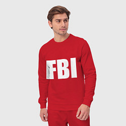 Костюм хлопковый мужской FBI, цвет: красный — фото 2