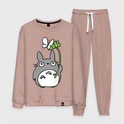 Костюм хлопковый мужской Totoro и бабочка, цвет: пыльно-розовый