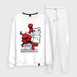 Костюм хлопковый мужской Свинка Пигги из Roblox, цвет: белый