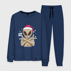 Костюм хлопковый мужской Alien Santa, цвет: тёмно-синий