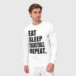 Костюм хлопковый мужской EAT SLEEP BASKETBALL REPEAT, цвет: белый — фото 2