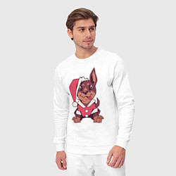 Костюм хлопковый мужской Рождественский пёсик, цвет: белый — фото 2