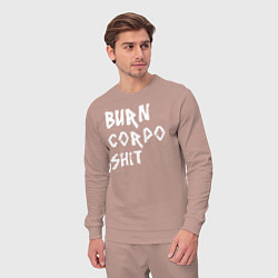 Костюм хлопковый мужской BURN CORPO SHIT, цвет: пыльно-розовый — фото 2