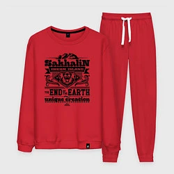 Костюм хлопковый мужской Сахалин - остров мечты, цвет: красный