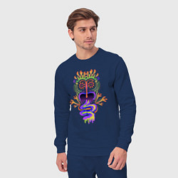 Костюм хлопковый мужской Психоделика Существо Ацтек, цвет: тёмно-синий — фото 2