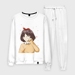 Костюм хлопковый мужской Милая аниме девочка в свитере, цвет: белый