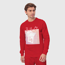 Костюм хлопковый мужской Vaporwave Strawberry Milk, цвет: красный — фото 2
