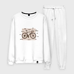 Костюм хлопковый мужской Схема Анатомия Велосипеда, цвет: белый