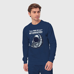 Костюм хлопковый мужской Космонавт и луна, цвет: тёмно-синий — фото 2