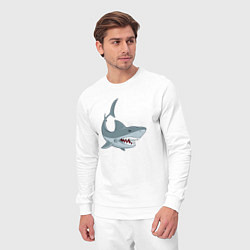 Костюм хлопковый мужской Агрессивная акула, цвет: белый — фото 2