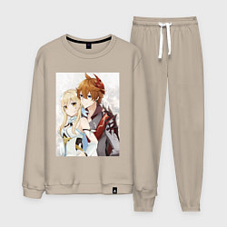 Костюм хлопковый мужской Lumine and tartaglia, цвет: миндальный