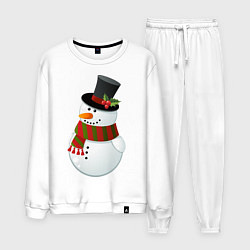 Костюм хлопковый мужской Снеговик, цвет: белый
