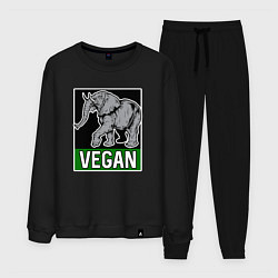 Костюм хлопковый мужской Vegan elephant, цвет: черный