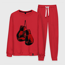 Костюм хлопковый мужской Боксерские перчатки, цвет: красный