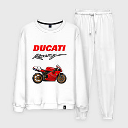 Костюм хлопковый мужской DUCATI ДУКАТИ MOTOSPORT, цвет: белый