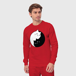 Костюм хлопковый мужской Инь Ян Котики, цвет: красный — фото 2