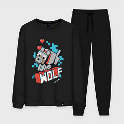 Костюм хлопковый мужской Майнкрафт Волк, Minecraft Wolf, цвет: черный