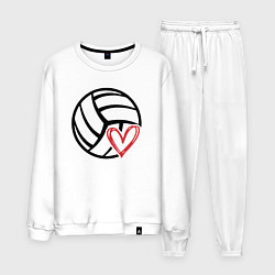 Костюм хлопковый мужской Love Volleyball, цвет: белый