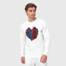 Костюм хлопковый мужской Цветочное сердце, цвет: белый — фото 2