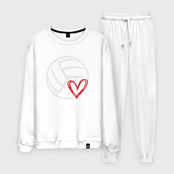 Костюм хлопковый мужской Love Volleyball, цвет: белый