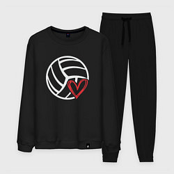 Костюм хлопковый мужской Love Volleyball, цвет: черный
