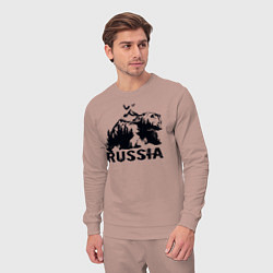Костюм хлопковый мужской Russian bear, цвет: пыльно-розовый — фото 2