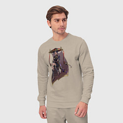 Костюм хлопковый мужской Скарамучча, цвет: миндальный — фото 2