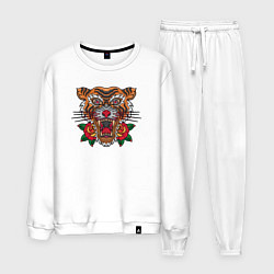 Костюм хлопковый мужской Tiger Roses, цвет: белый
