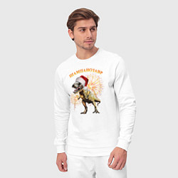 Костюм хлопковый мужской Новогодний шампанозавр, цвет: белый — фото 2