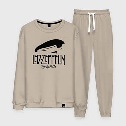 Костюм хлопковый мужской Дирижабль Led Zeppelin с лого участников, цвет: миндальный