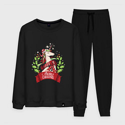 Костюм хлопковый мужской Christmas Unicorn, цвет: черный