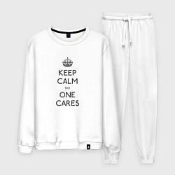 Костюм хлопковый мужской Keep Calm no one cares, цвет: белый